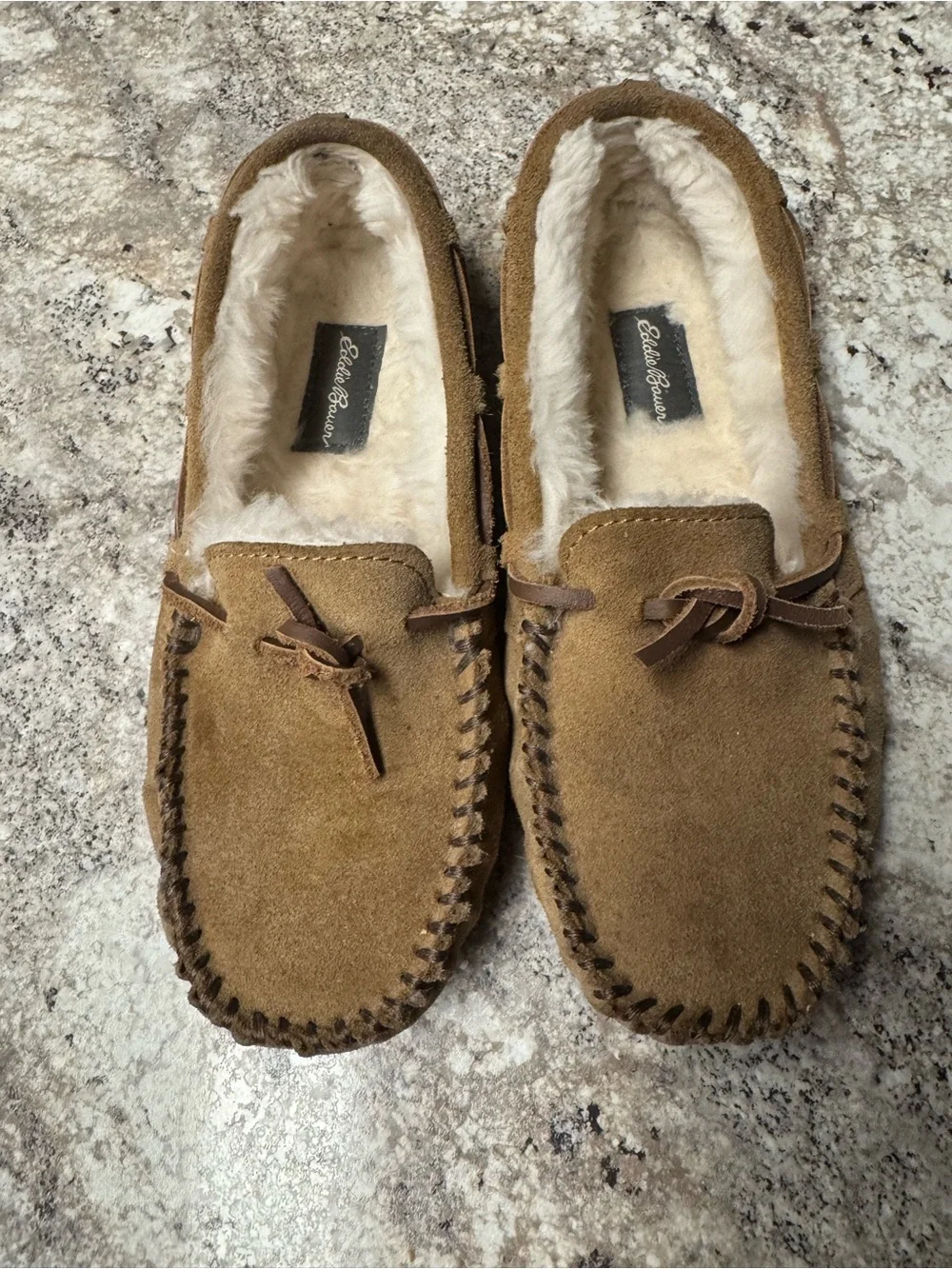Eddie Bauer Brown Suede Moccasin Slippers